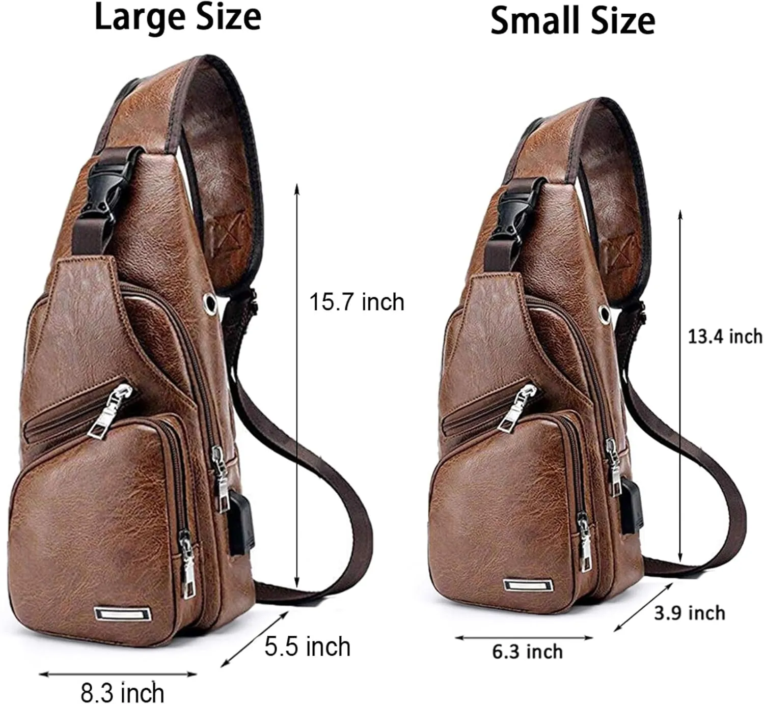 Seoky Rop Men's Sling Bag Small Chest Crossbody Shoulder Bag with USB Charging Port