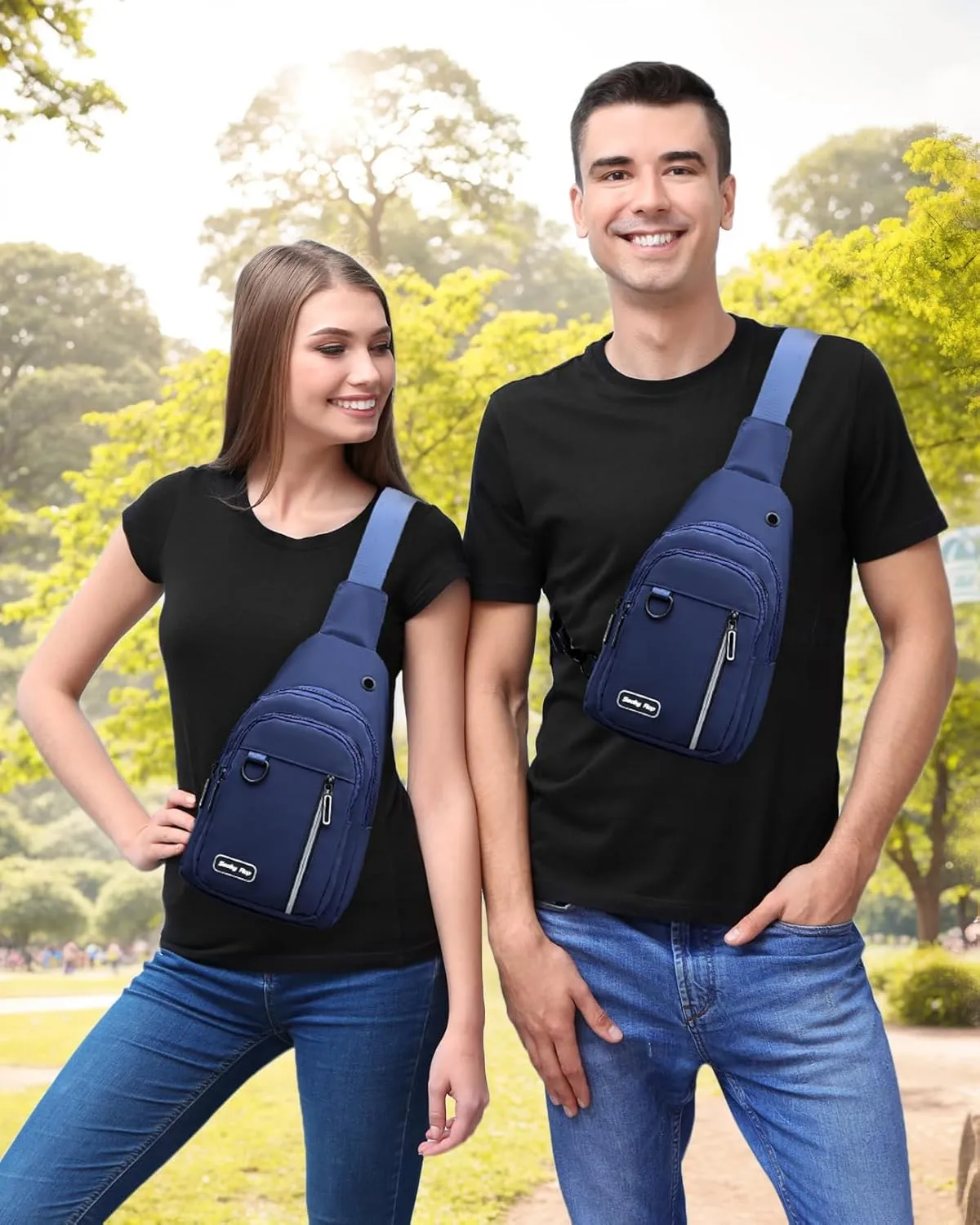 Seoky Rop Sling Bag for Women Men One Shoulder Crossbody Bag Backpack Fanny Pack Cross Body Bags for Travel Day Trip Blue