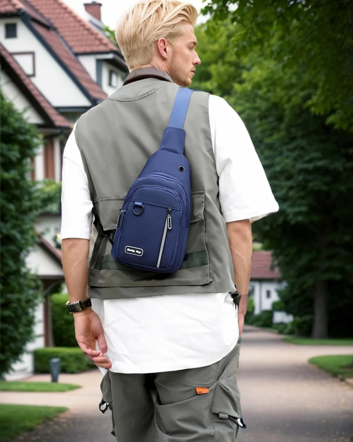 Seoky Rop Sling Bag for Women Men One Shoulder Crossbody Bag Backpack Fanny Pack Cross Body Bags for Travel Day Trip Blue