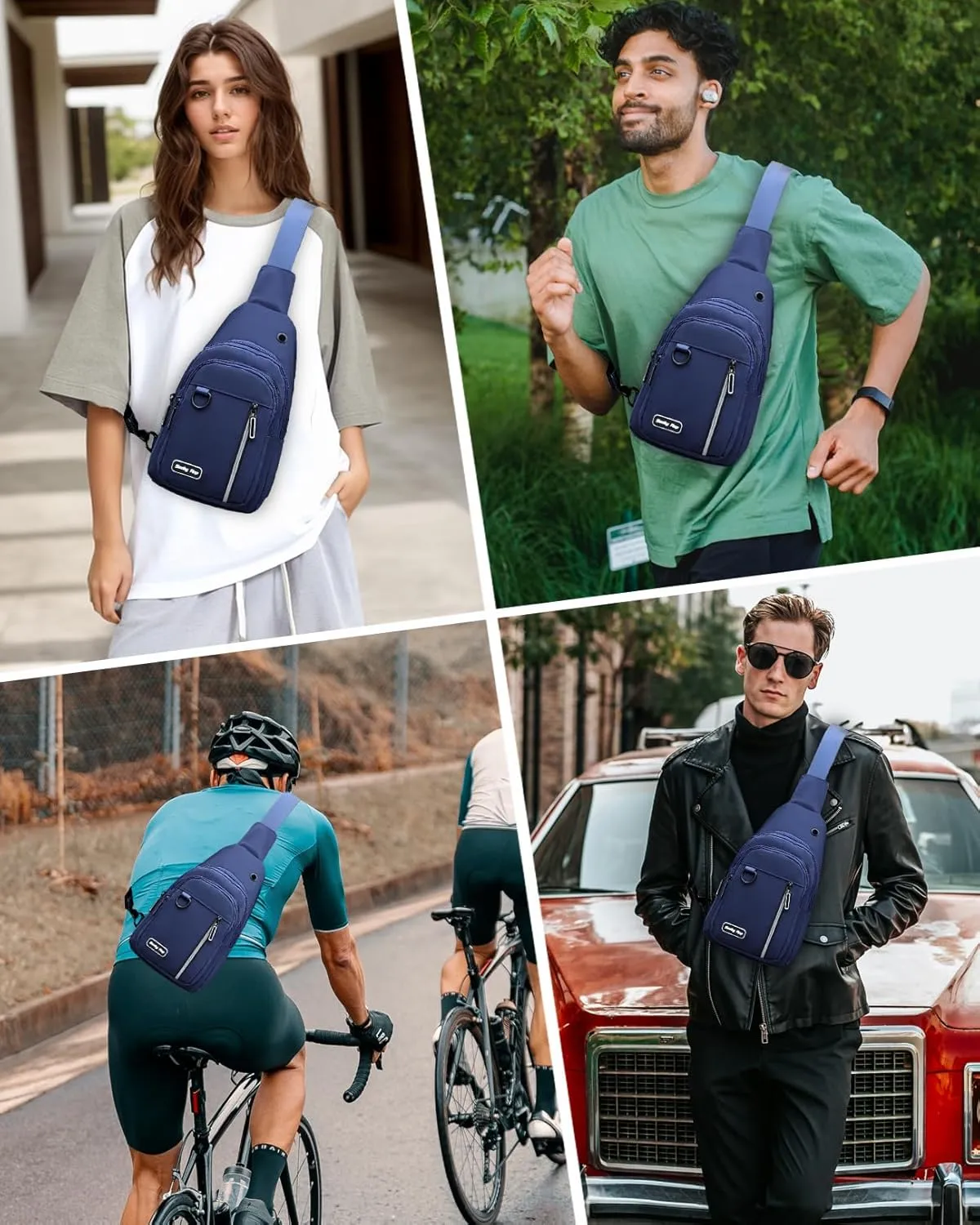 Seoky Rop Sling Bag for Women Men One Shoulder Crossbody Bag Backpack Fanny Pack Cross Body Bags for Travel Day Trip Blue