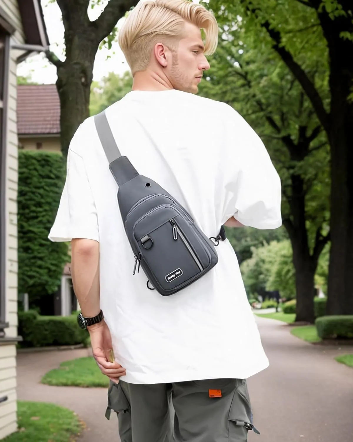 Seoky Rop Sling Bag for Women Men One Shoulder Crossbody Bag Backpack Fanny Pack Cross Body Bags for Travel Day Trip Grey