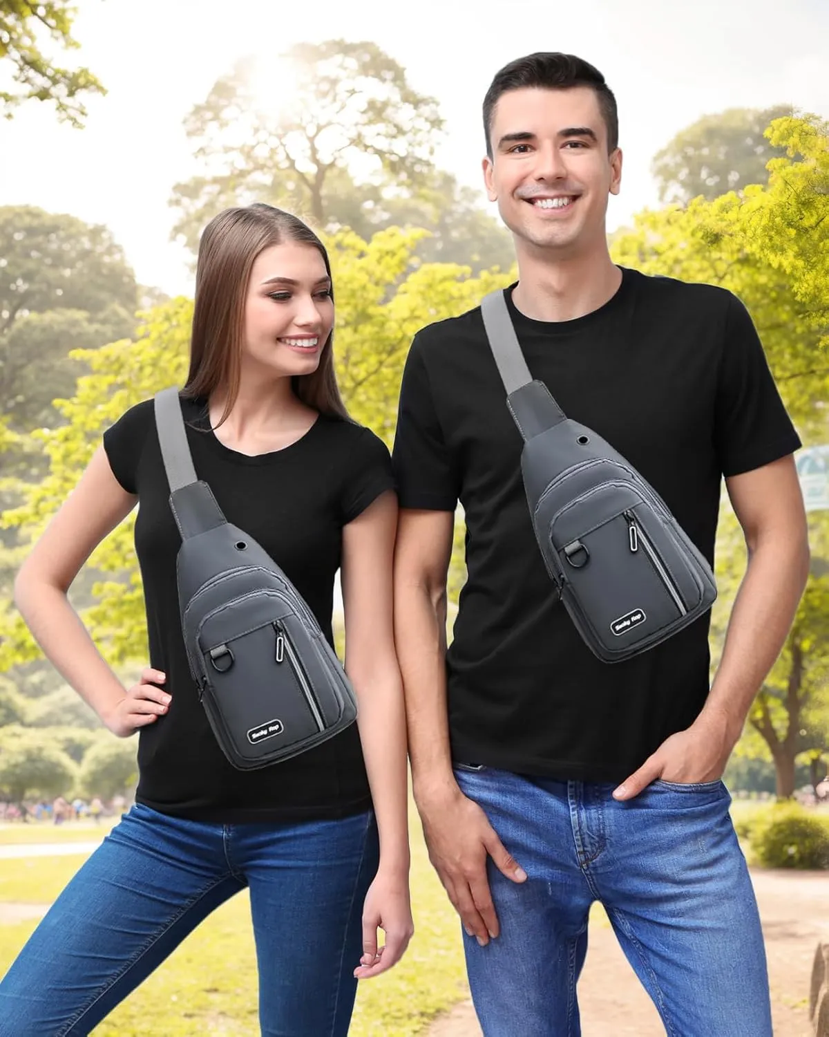 Seoky Rop Sling Bag for Women Men One Shoulder Crossbody Bag Backpack Fanny Pack Cross Body Bags for Travel Day Trip Grey