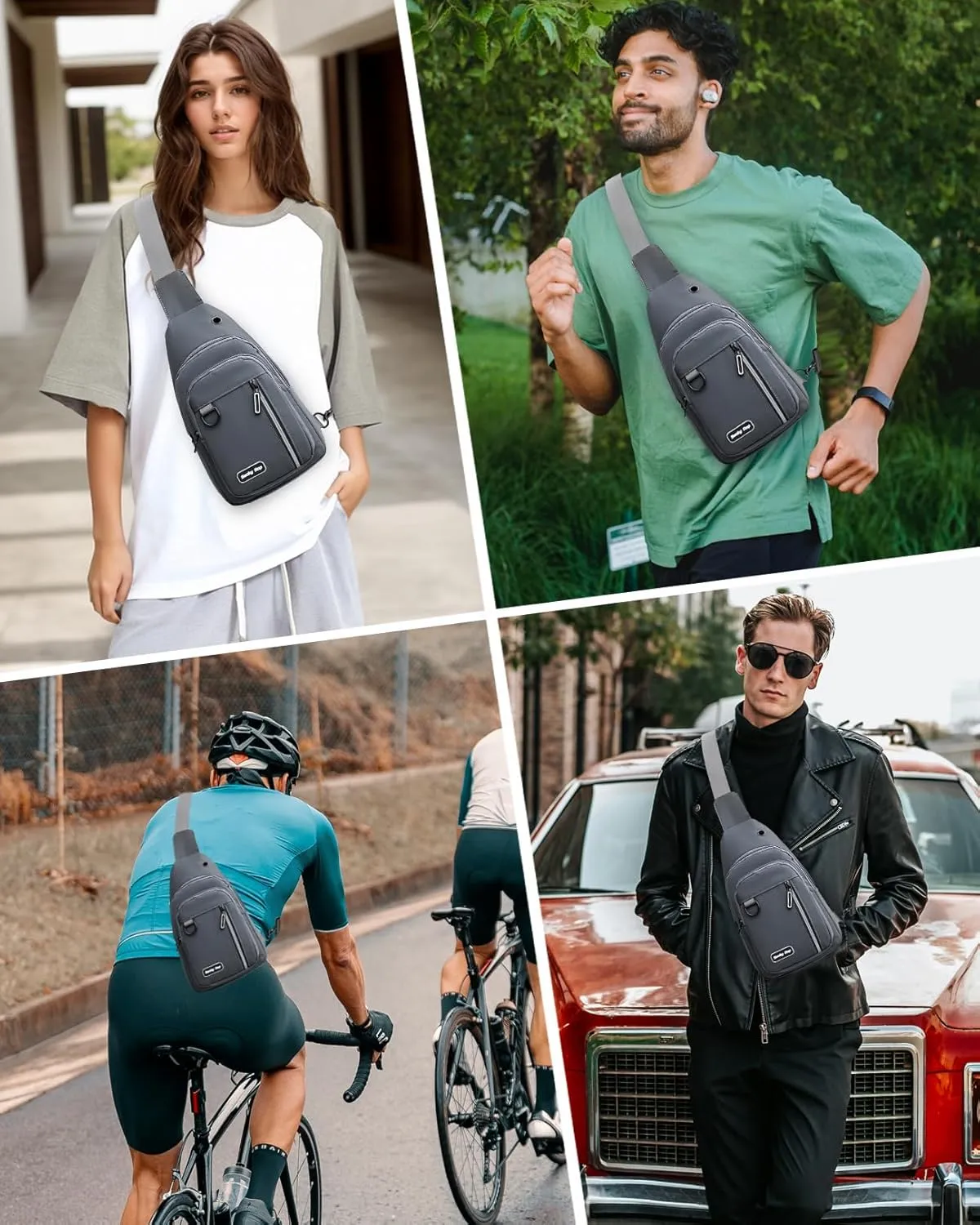Seoky Rop Sling Bag for Women Men One Shoulder Crossbody Bag Backpack Fanny Pack Cross Body Bags for Travel Day Trip Grey