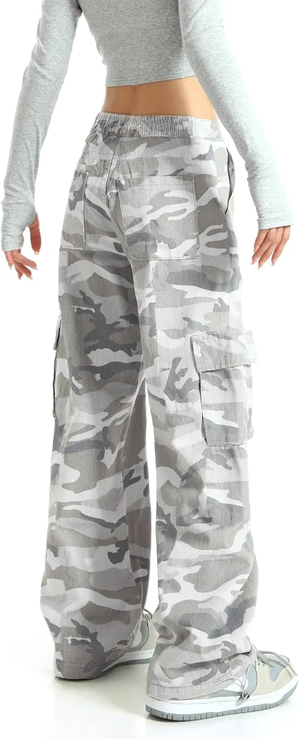 SESERAGI Cargo Pants Women Baggy Streetwear Y2K Drawstring Trousers Wide Leg Pants