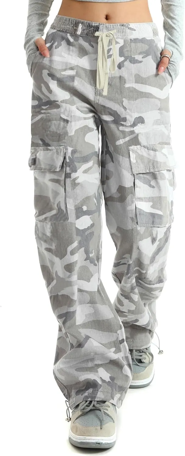SESERAGI Cargo Pants Women Baggy Streetwear Y2K Drawstring Trousers Wide Leg Pants