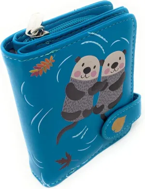 Shag Wear Otter Design Small Animal Wallet for Women and Teen Girls Vegan Faux Leather Teal 4.5"