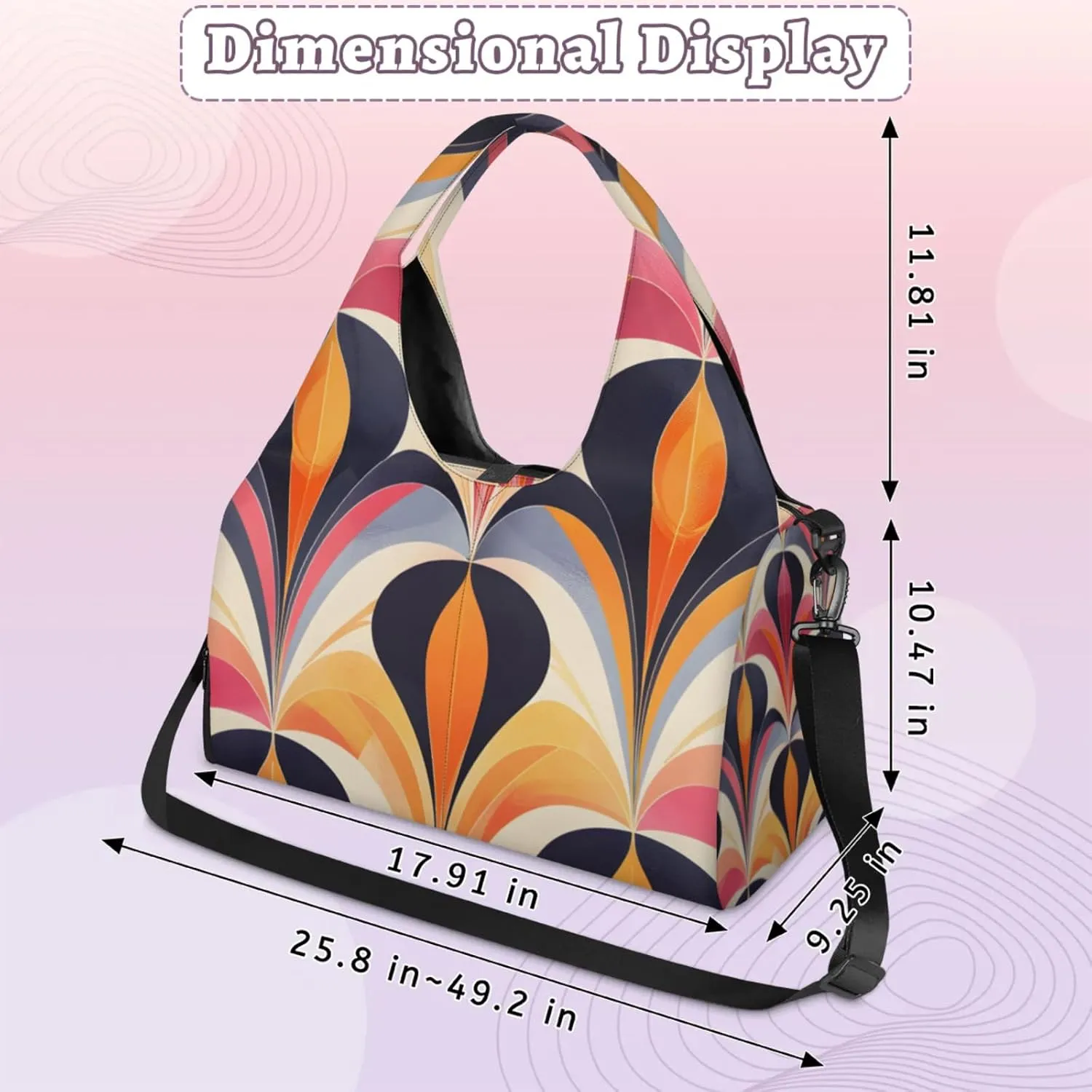 Shapes Paper Gym Bag Yoga Mat Tote for Women with Shoes Compartment Lightweight Duffle Travel Carrier Wet Dry Storage Pockets Adjustable Pilates Mats Shoulder Bags for Sport Swim