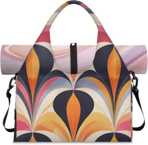 Shapes Paper Gym Bag Yoga Mat Tote for Women with Shoes Compartment Lightweight Duffle Travel Carrier Wet Dry Storage Pockets Adjustable Pilates Mats Shoulder Bags for Sport Swim