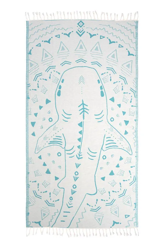 Shark Turquoise - Turkish Towel by Sun Drunk