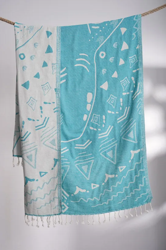 Shark Turquoise - Turkish Towel by Sun Drunk
