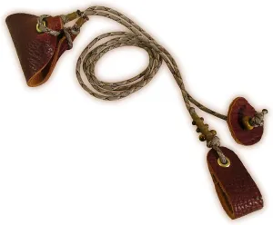 Shepherd Sling, Survival Gear Handmade with Kevlar Thread, Tiger-Eye & Cognac Bison Leather