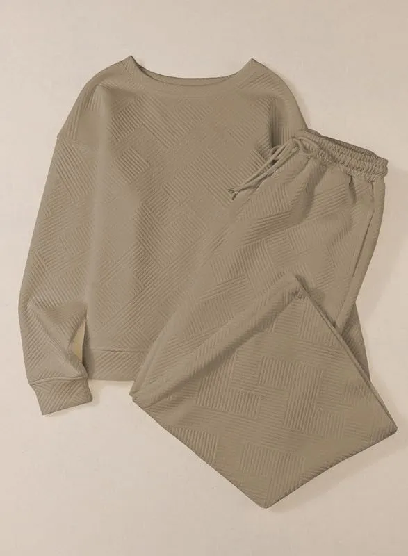 SHEWIN Women's 2 Piece Outfits Sweatsuit Casual Long Sleeve Pullover Tops and Drawstring Wide Leg Pants Lounge Sets