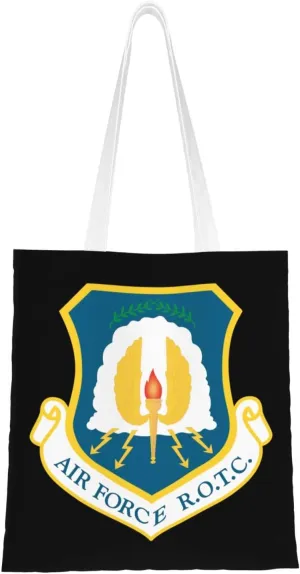 Shield Of The United States Air Force Reserve Officer Training Corps Tote Bag for Women Canvas Shopping Bags Reusable Beach Bag Grocery Bags Tote Shoulder Bag Gift Bags