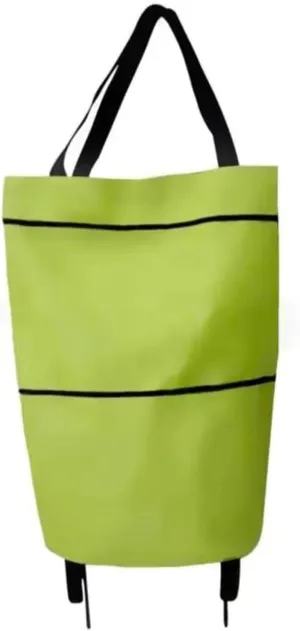 Shopping Bag with Wheels, Portable Trolley Bag Grocery Tote Cart on Wheels Foldable Shopping Bag Cart Utility Tote Bag with Wheels Shopping Tote Bag