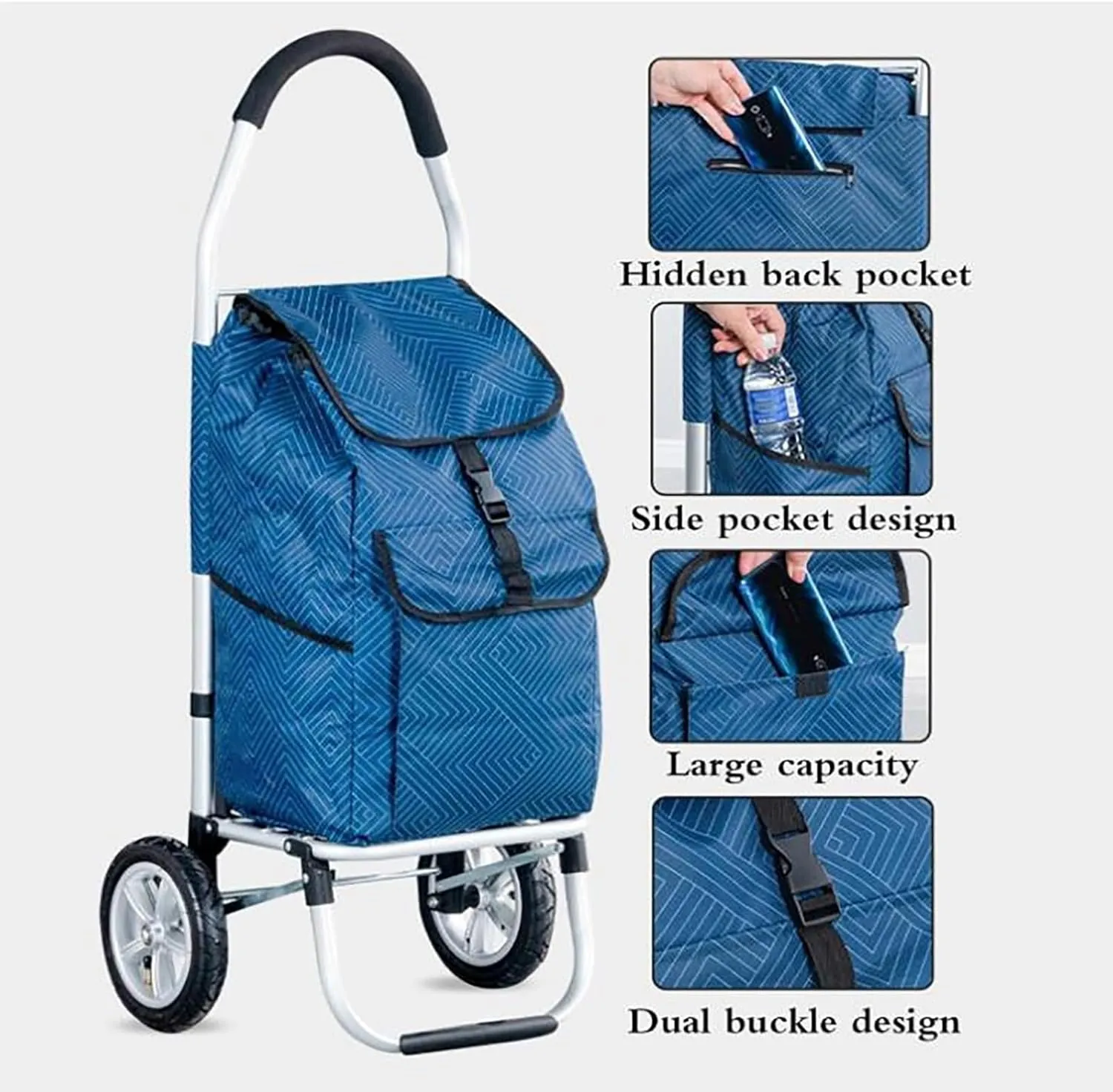 Shopping Cart Replacement Bag, Waterproof Oxford Cloth Replacement Bag, Shopping Trolley Replacement Bag with Side Pocket(E)
