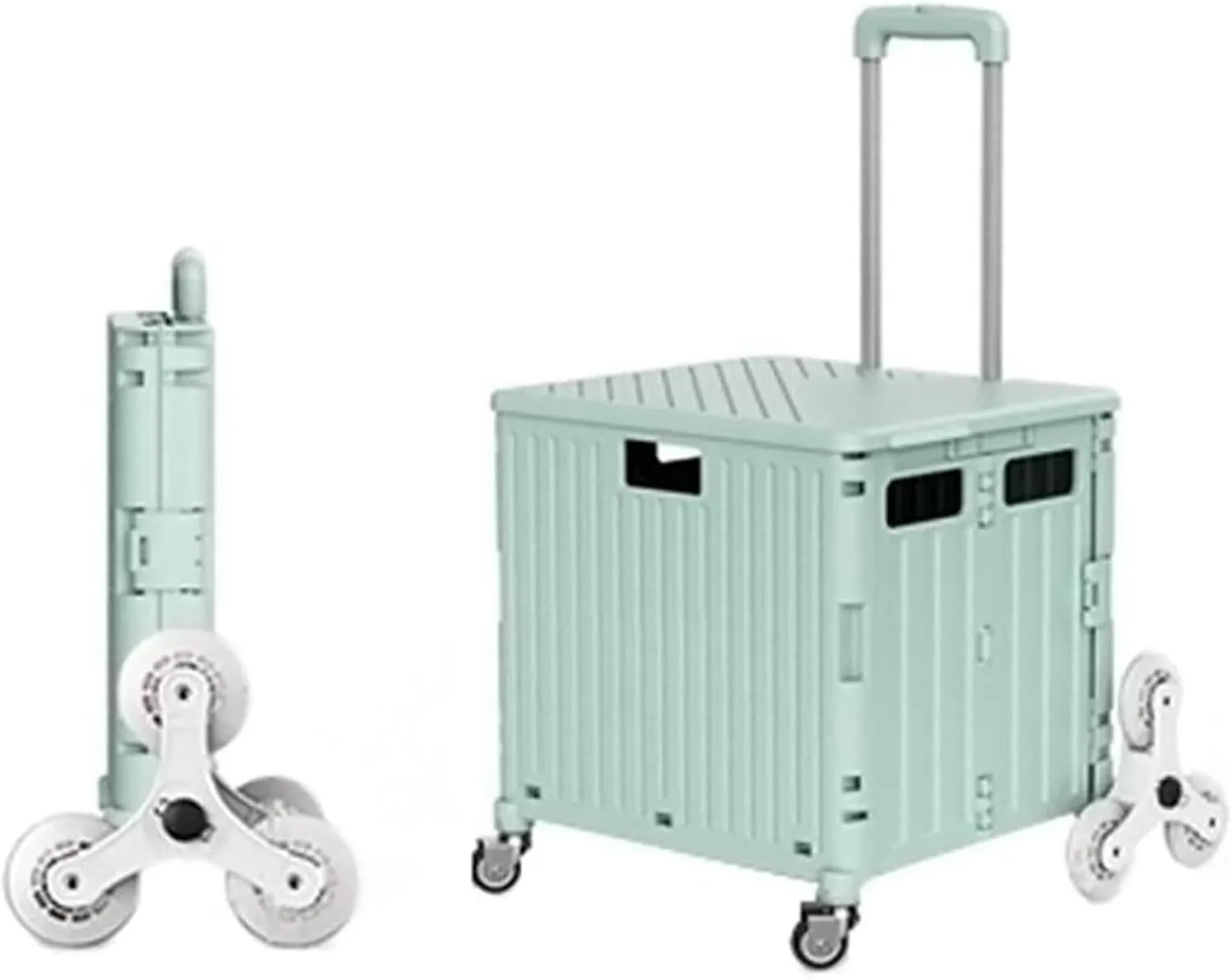 Shopping Cart Wheeled Collapsible Handcart Folding Boot Cart 45L Car Folding Storage Box Shopping Trolley That Can Easily Climb Stairs (Color : Green)