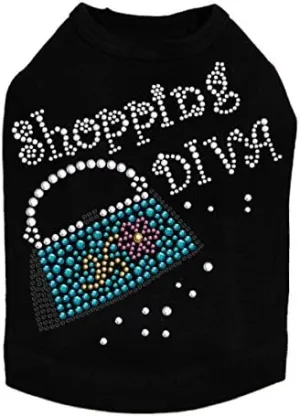 Shopping Diva with Handbag Dog Shirt L Black