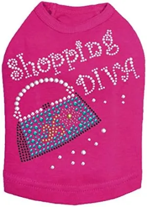 Shopping Diva with Handbag Dog Shirt L FUCHSIA
