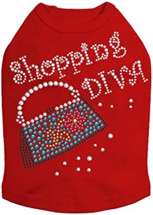 Shopping Diva with Handbag Dog Shirt M RED