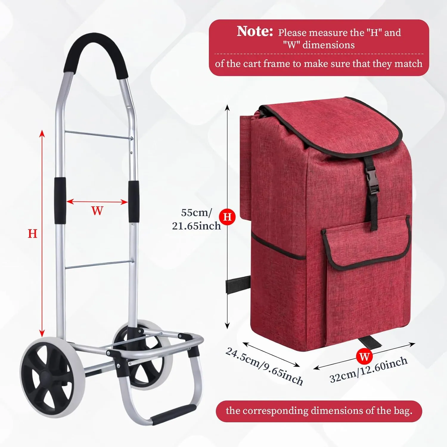 Shopping Trolley Replacement Bag Easy Carrying Shopping Cart Bag Thickened Trolley Handtruck Bag for Office, C, 32cmx24.5cmx55cm