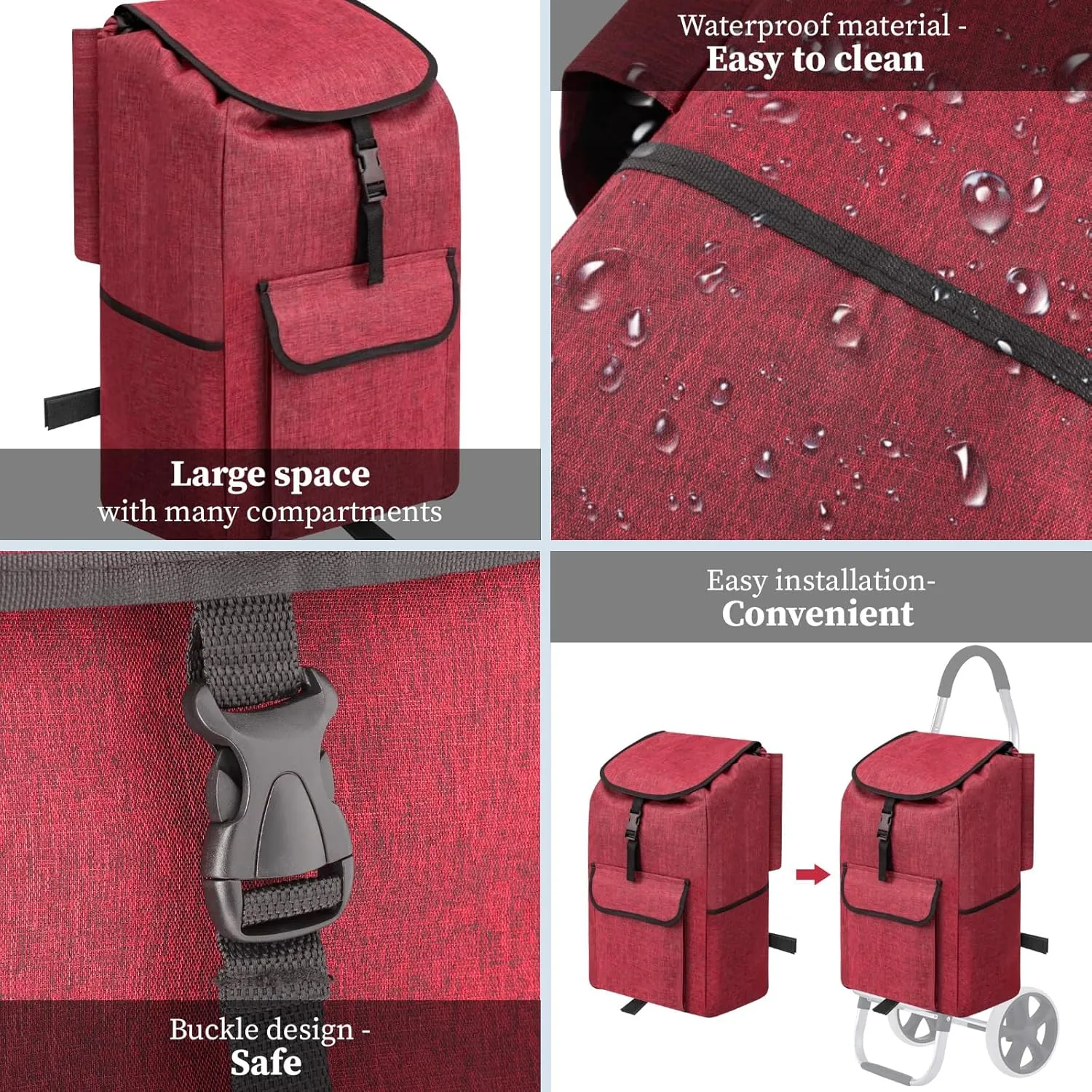 Shopping Trolley Replacement Bag Easy Carrying Shopping Cart Bag Thickened Trolley Handtruck Bag for Office, C, 32cmx24.5cmx55cm