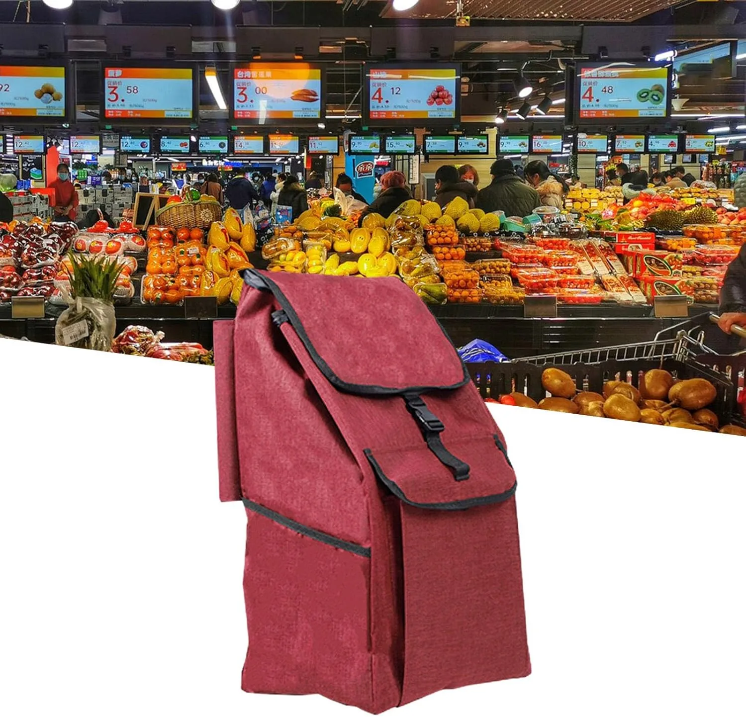 Shopping Trolley Replacement Bag Easy Carrying Shopping Cart Bag Thickened Trolley Handtruck Bag for Office, C, 32cmx24.5cmx55cm