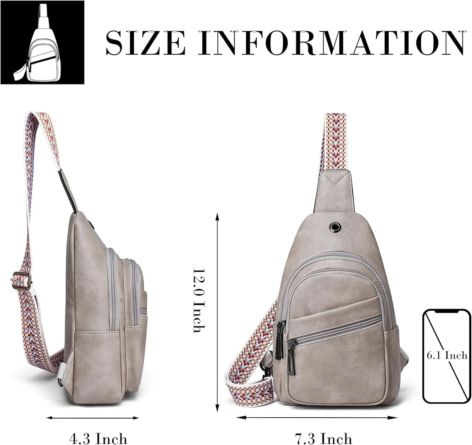 Shrrie Women's Sling Bag Crossbody Bag Vegan Leather Fanny Pack Small Travel Purse Chest Waist Bag for Daily Use