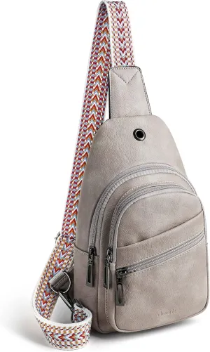 Shrrie Women's Sling Bag Crossbody Bag Vegan Leather Fanny Pack Small Travel Purse Chest Waist Bag for Daily Use