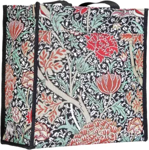Signare Tapestry Black Shopping Tote Bag with William Morris The Cray Design