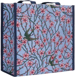Signare Tapestry Shoulder Bag Shopping Bag for Women with Blossom and Swallow Design