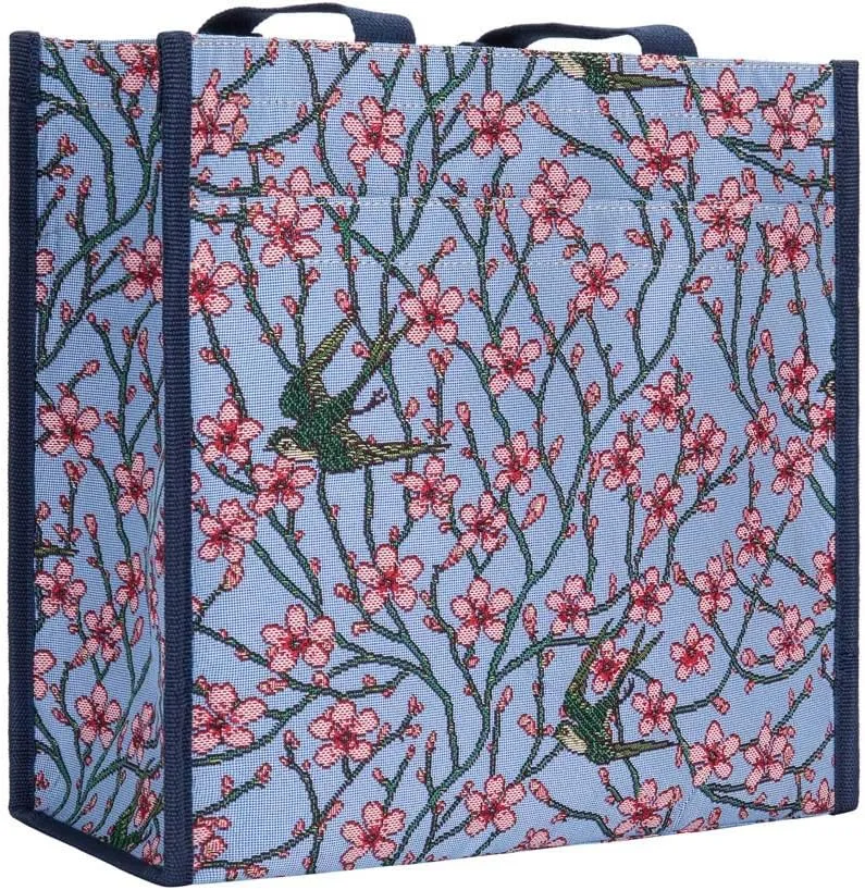 Signare Tapestry Shoulder Bag Shopping Bag for Women with Blossom and Swallow Design