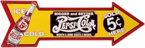 Signs 4 Fun Arrow Sign | Pepsi Vintage | 27” x 9” | Embossed Aluminum Sign | Made in the USA | SJPC6