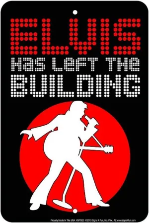 Signs 4 Fun Decorative Parking Sign | Elvis Left | 8” x 12” | Embossed Aluminum Sign | Made in the USA | SPSE3