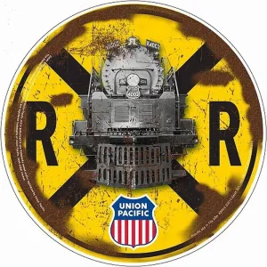 Signs 4 Fun Round Sign | Union Pacific Sign | 12” Diameter | Embossed Aluminum Sign | Made in the USA