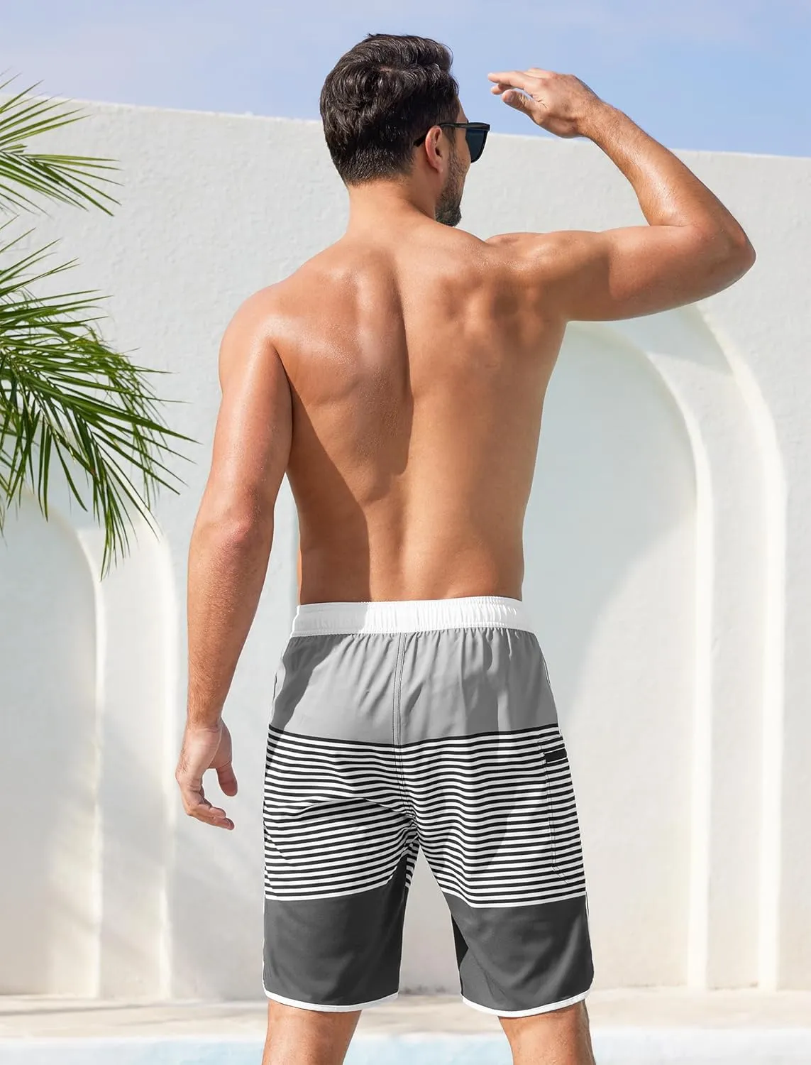 SILKWORLD Mens Swim Trunks with Compression Liner 9 Inch Long Bathing Suit 2 in 1 Beach Quick Dry Shorts with Pockets