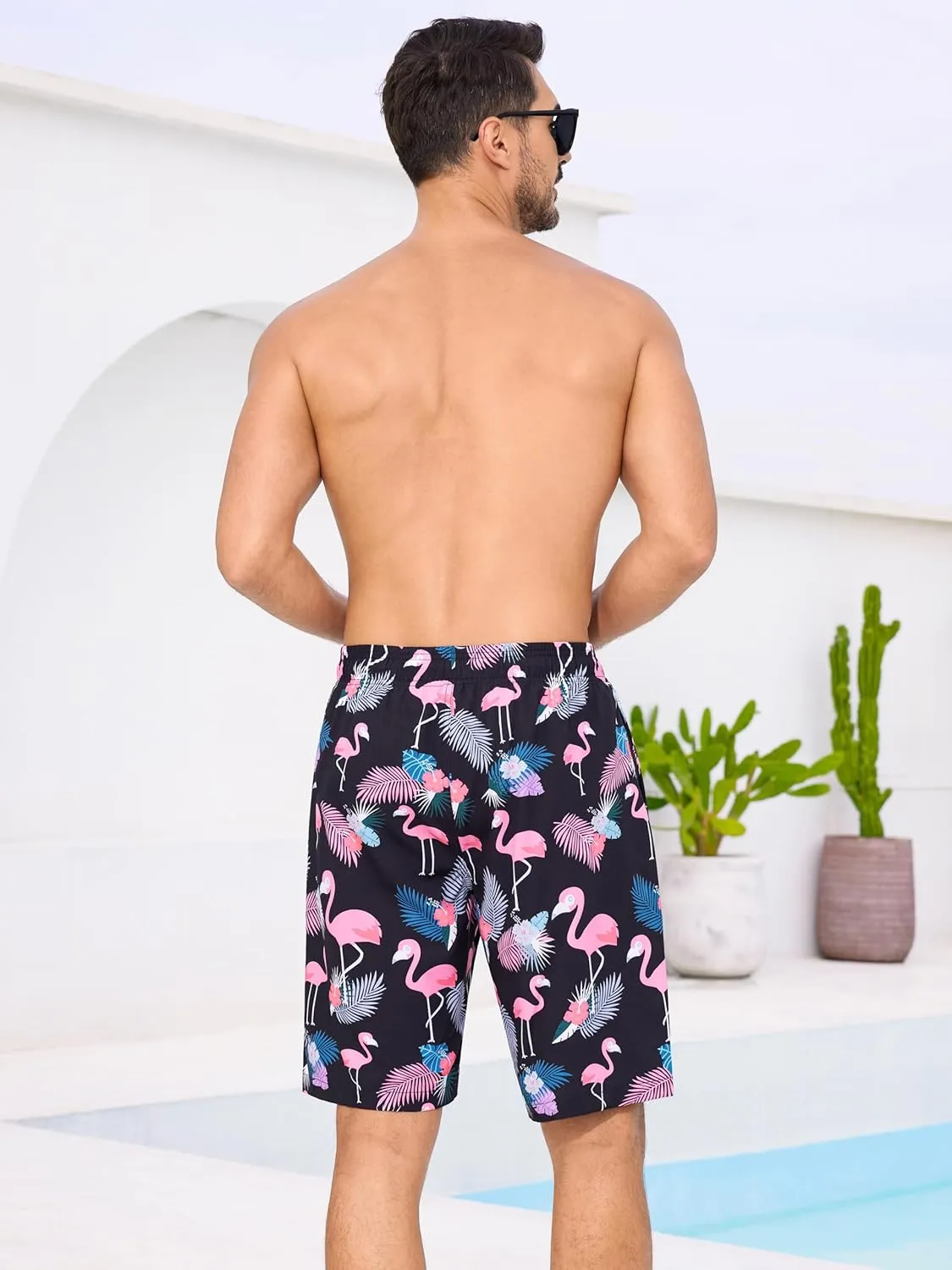 SILKWORLD Mens Swimming Trunks with Compression Liner 2 in 1 Quick-Dry 9" Swim Shorts with Zipper Pockets