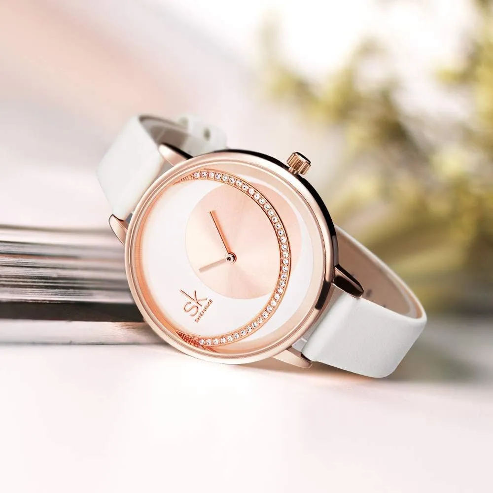 Simplicity Creative Women Watch Genuine Leather Elegant Women Watches Ladies Business Wristwatch