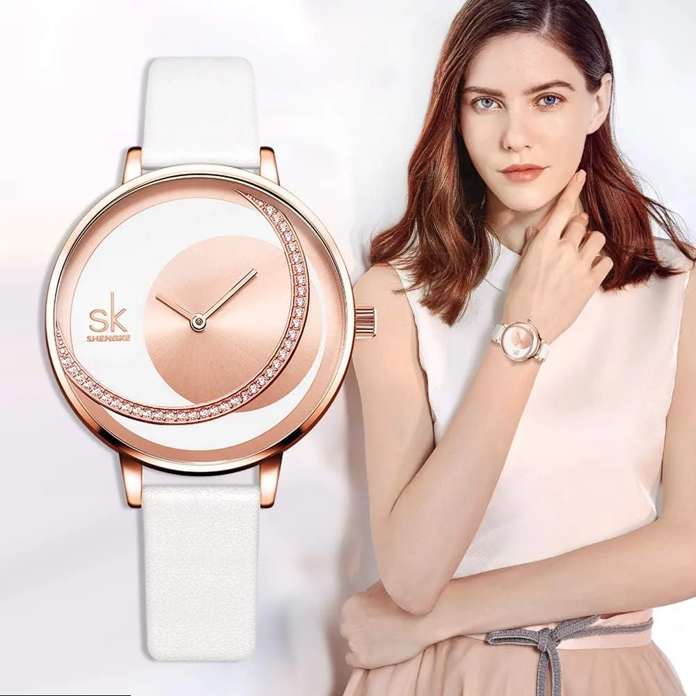 Simplicity Creative Women Watch Genuine Leather Elegant Women Watches Ladies Business Wristwatch