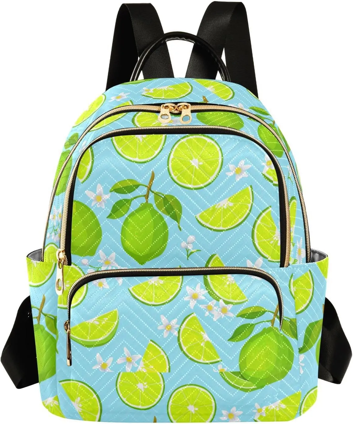 Sinestour Lime Blossom Fruit Blue Women Backpack Purse Large Capacity Casual Daypack Leather Handle Travel Camping Work Backpack