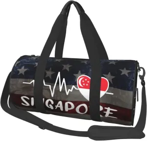 Singapore Heartbeat Duffel Bag Gym Bag Travel Sports Tote Large Foldable Beach Swim Yoga6