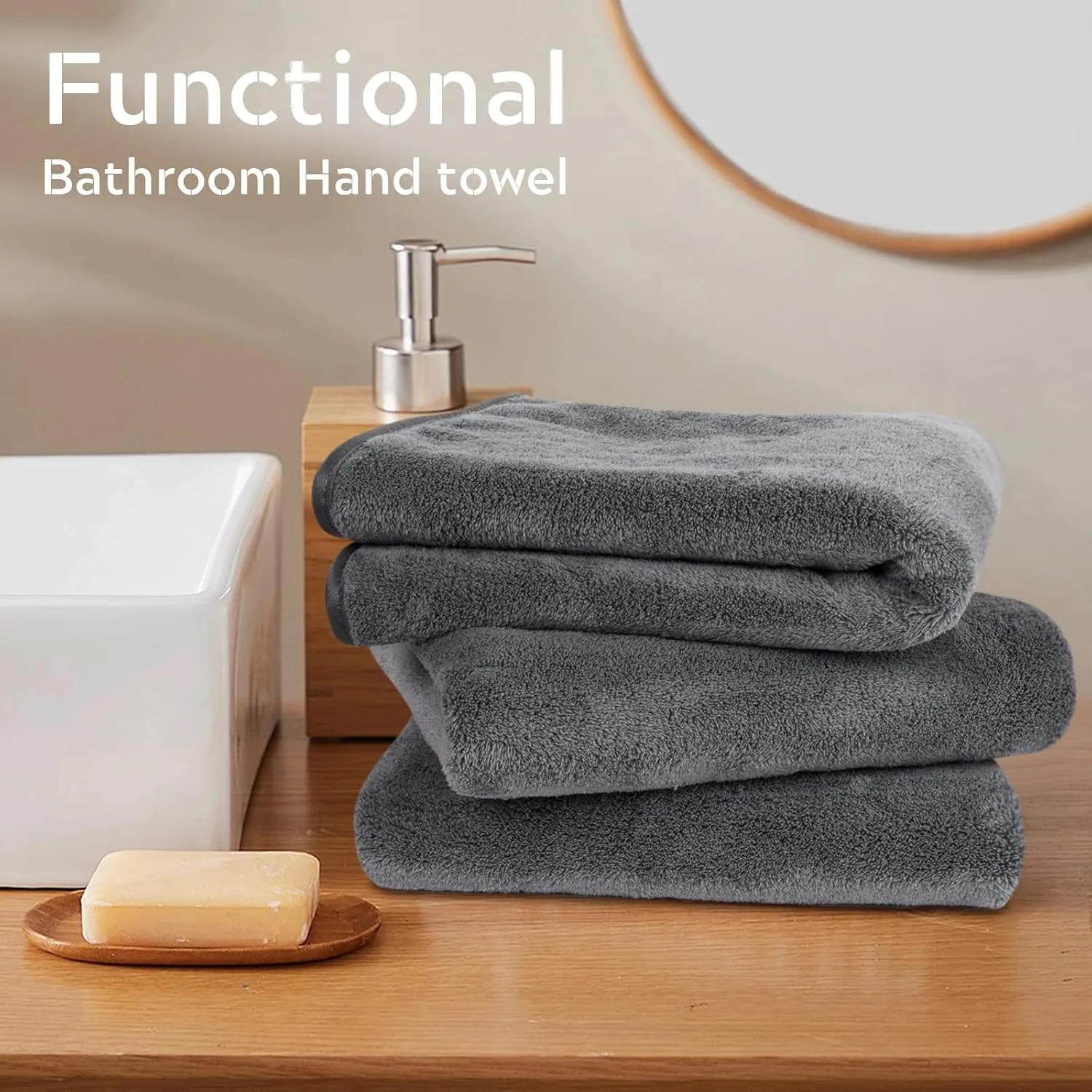 SINLAND Bathroom Hand Towels, 16 x 30 Inch, Super Soft and Absorbent Microfiber Washcloth Face Towels for Bathroom, Kitchen, Spa, Yoga, Gym, Face, Hair, Dishcloth for Any Occasion 3Pack Grey