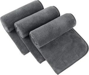SINLAND Bathroom Hand Towels, 16 x 30 Inch, Super Soft and Absorbent Microfiber Washcloth Face Towels for Bathroom, Kitchen, Spa, Yoga, Gym, Face, Hair, Dishcloth for Any Occasion 3Pack Grey