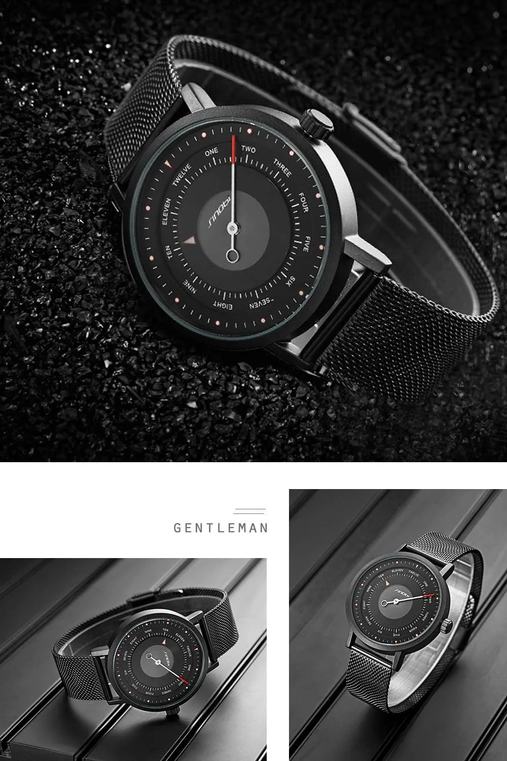 SINOBI Business Watches Men Fashion Original Design Watch Men Steel Mesh Men's Watch Clock Relogio Masculino Creative Wristwatch