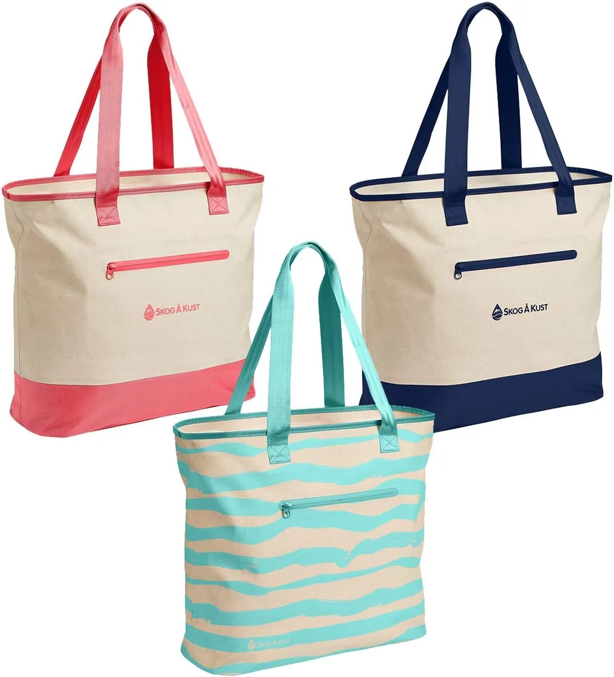 Skog Å Kust ToteSak Waterproof Tote Beach Bag with Airtight Zipper