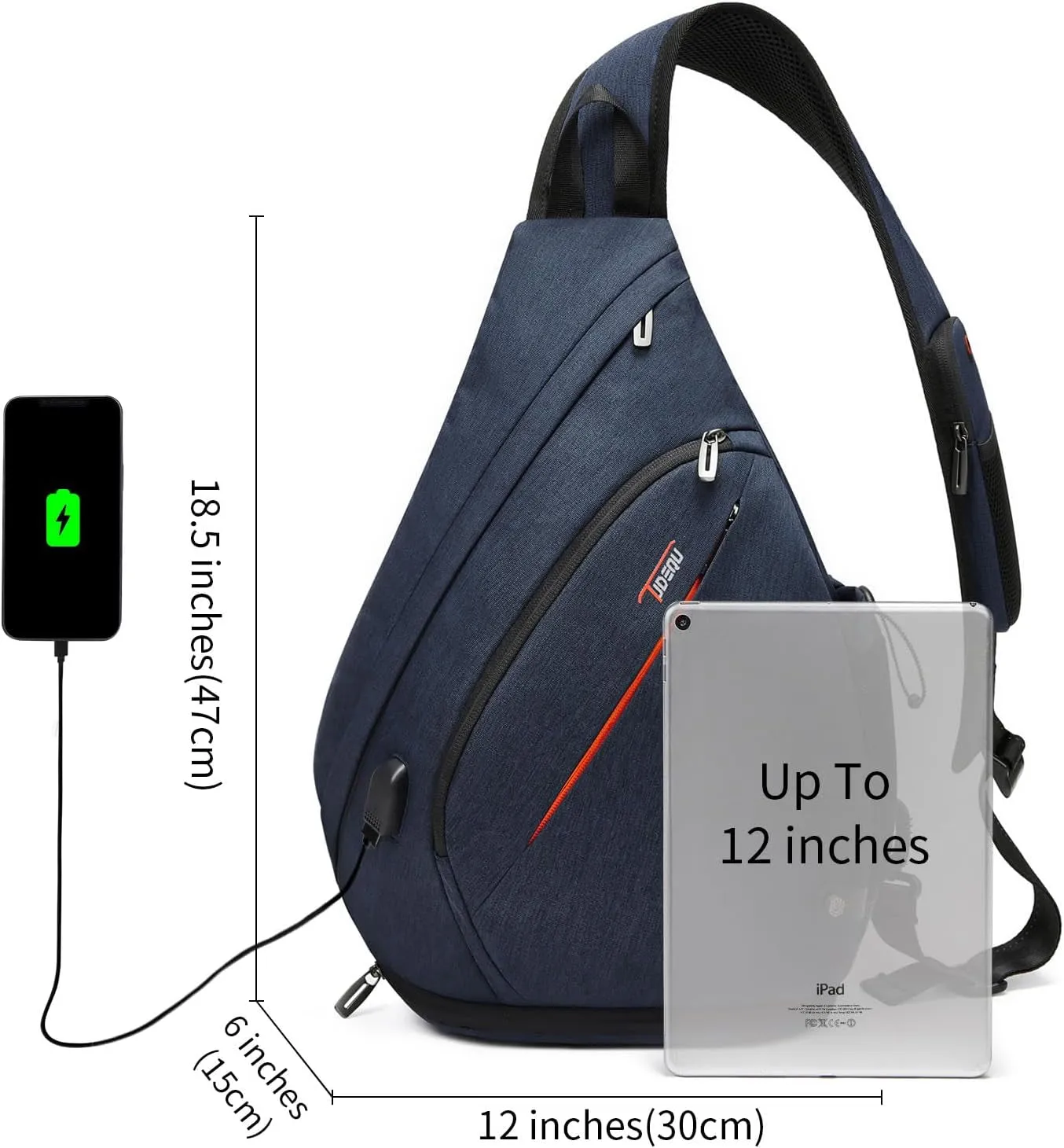 Sling Backpack, 8 Pockets Sling Bag Crossbody, 19L Large Sling Bag for Men Travel Crossbody Backpack Hiking Outdoor