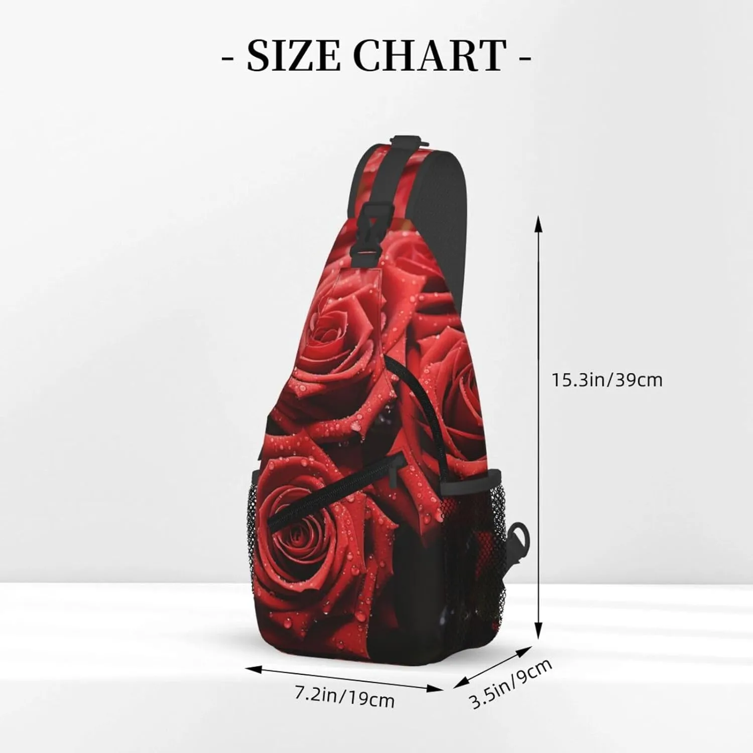Sling Backpack Bag For Men Red Rose Cross Chest Bag Crossbody Shoulder Bag Travel Hiking Daypack