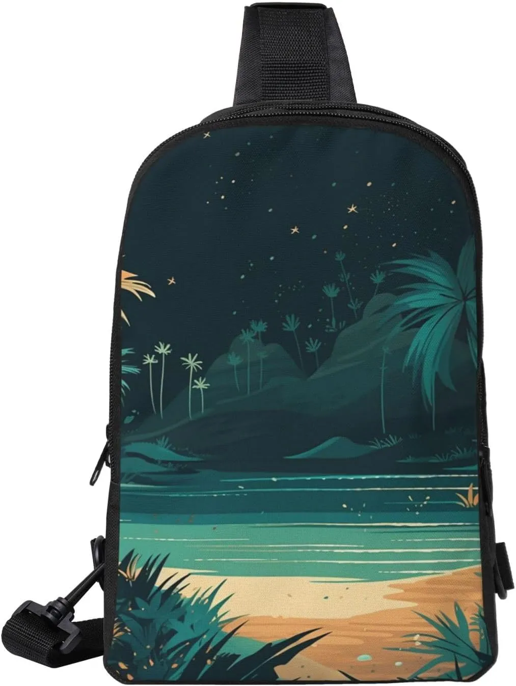 Sling Backpack Crossbody Sling Bag for Men Women Cross Chest Bag Beach Illustration Shoulder Bag Travel Hiking Daypack