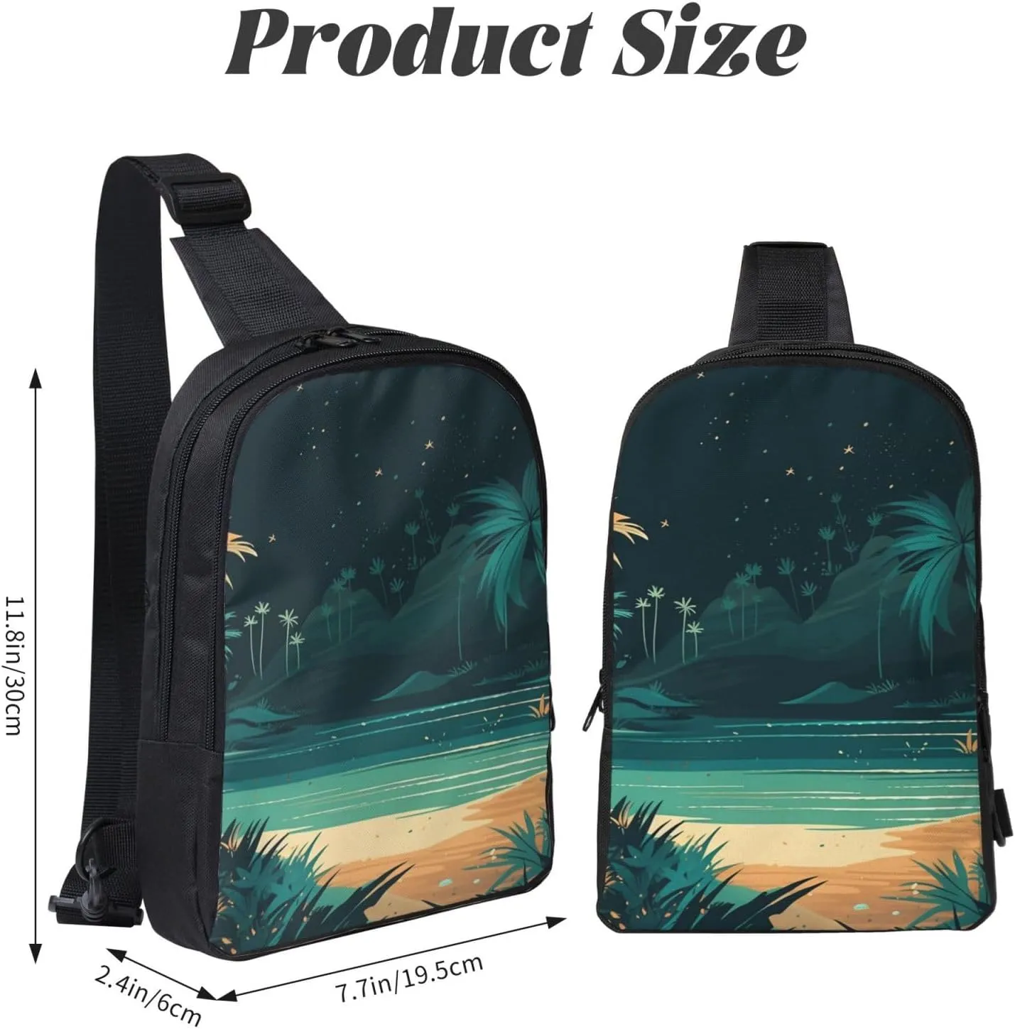 Sling Backpack Crossbody Sling Bag for Men Women Cross Chest Bag Beach Illustration Shoulder Bag Travel Hiking Daypack