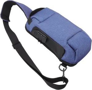 Sling Bag Anti Theft with Combination Lock Anti Scratch Sports Single Shoulder Chest Bag (Blue)