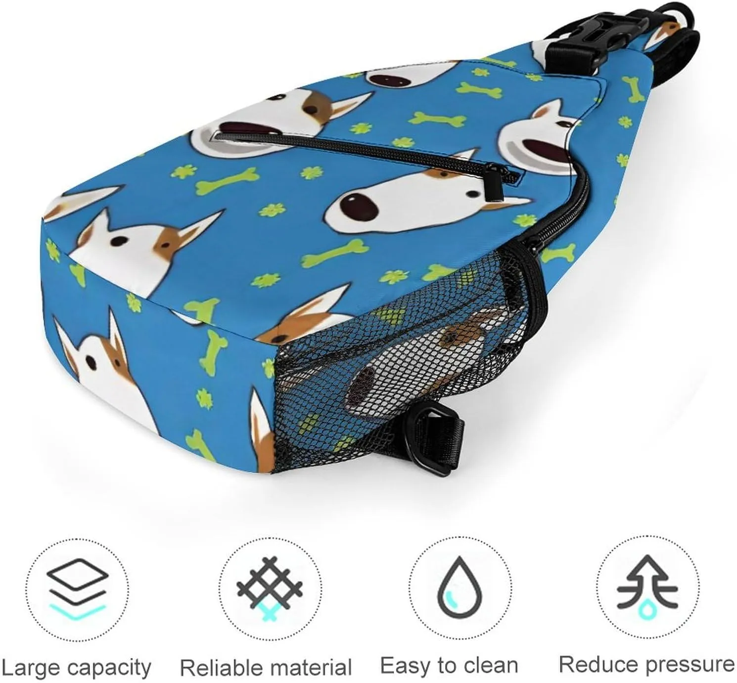 Sling Bag Backpack for Men Women Multipurpose Anti-Theft Satchel Bookbags Travel Rucksack Daypack Bookbag, Adorable Bull Terrier Dog Art Shoulder Crossbody Bag Chest Pack